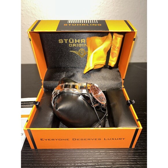 Stuhrling 3960 2 Quartz Chronograph Date Stainless Steel Bracelet Mens Watch - Picture 6 of 12